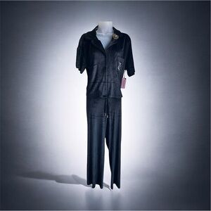 Juicy Couture Black Plush PJ Set Size Large NEW!